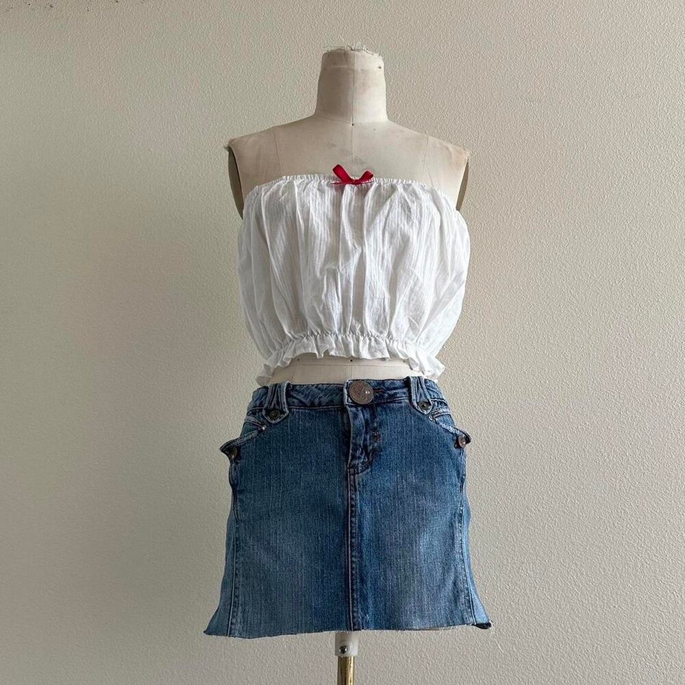 Handmade white bandeau with ruffles